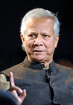 Muhammad Yunus at the  World Economic Forum in 2012 (Wikipedia Commons photo licensed under Creative Commons: http://bit.ly/1jGyfFU)