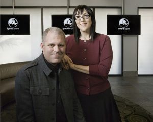 Lynda.com CEO Eric Robison and co-founder and Executive Chair Lynda Weinman at the company's Carpinteria headquarters. (Business Times file photo)
