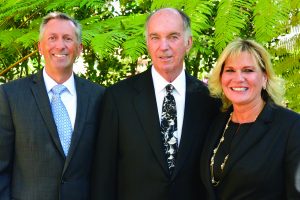 American Riviera Bank and The Bank of Santa Barbara announced a definitive agreement to merge the two financial institutions. The combined bank’s leadership team includes, from left, Jeff DeVine, President and CEO; Lawrence Koppelman, Board Chair; and Joanne Funari, Executive Vice President and COO. 
