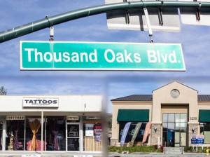 Thousand Oaks Boulevard is getting a makeover with buildings like the one on the left becoming more like the one on the right.