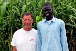 Dr. Ken Waxman with medical student Malueth Angui in South Sudan.
