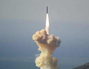 A ground-based interceptor missile launches from Vandenberg Air Force Base on Jan. 28.
