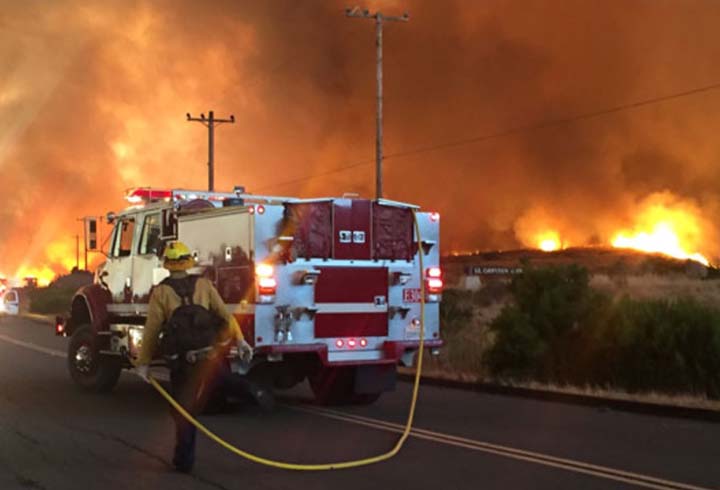 Firefighters battle the Sherpa fire in Santa Barbara County.