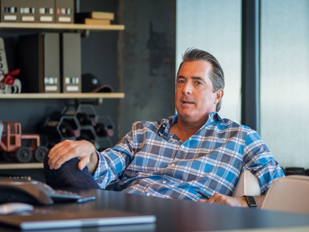 Procore CEO Craig "Tooey" Courtemanche sits in his office at the company's Carpinteria headquarters (Nik Blaskovich photo)